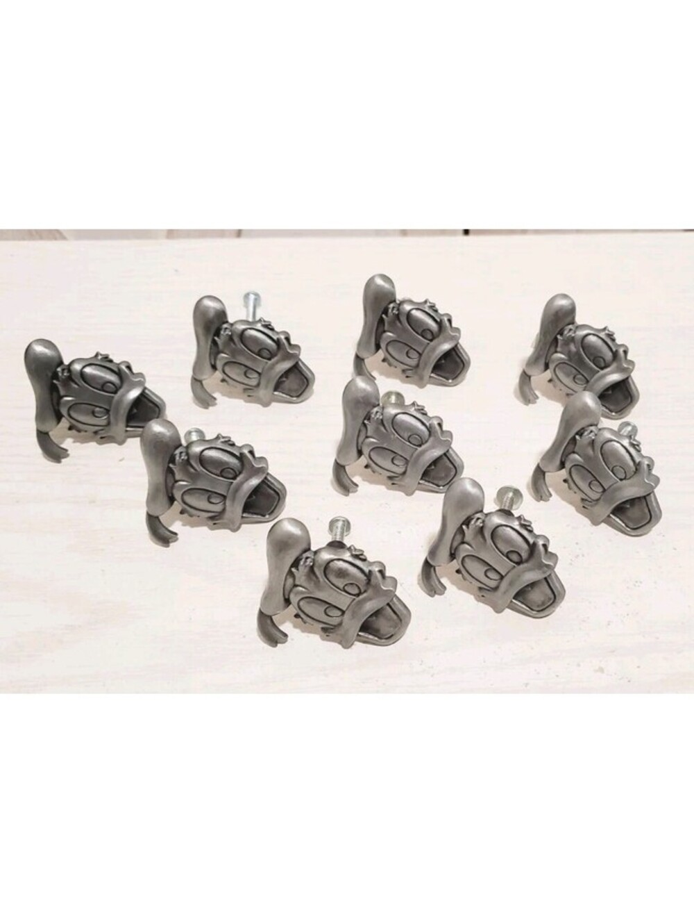 9 Vintage Rare Disney Pewter-tone Donald Duck Character Drawer Knob Pulls